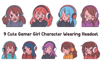 9 Cute Gamer Girl Wearing Headset