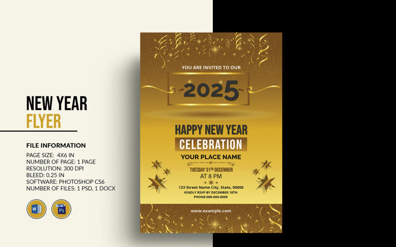New Year Party Flyer 2025 Corporate Identity