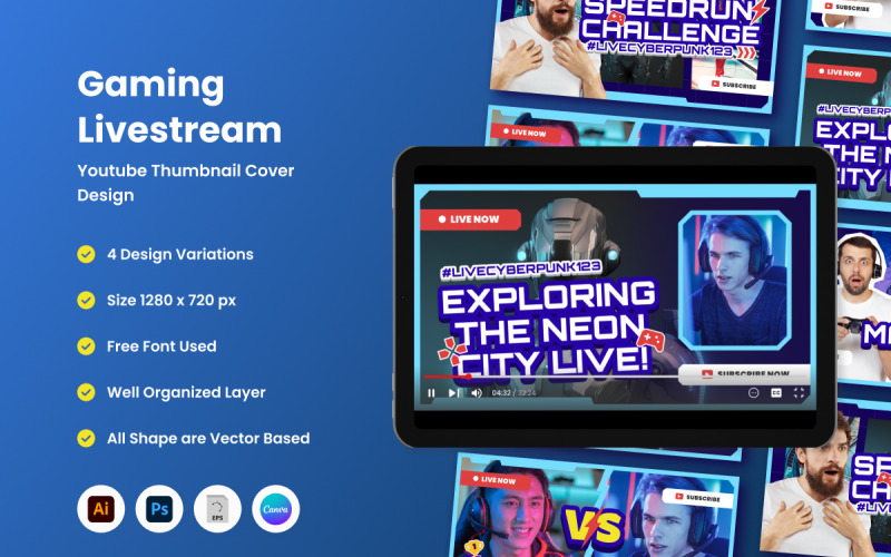 YouTube Gaming Livestream Thumbnail Social Media