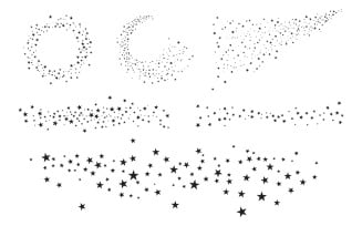 Black stars background. Abstract shooting star with tail, falling comet. Asteroid or meteoroid