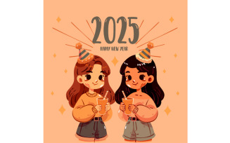 Cheerful Girls Celebrating New Years Eve