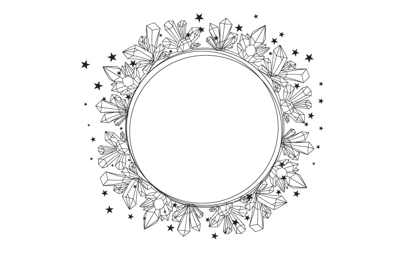 Crystals and stars icons Sign of gemstone. Mineral pictogram collection includes emerald V.2 Illustration