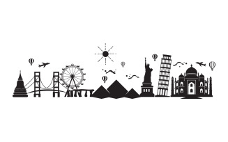 Tour travel around the world illustration design template V.3
