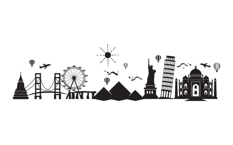 Tour travel around the world illustration design template V.3 Illustration