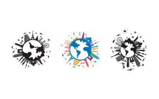 Tour travel around the world illustration design template V.5