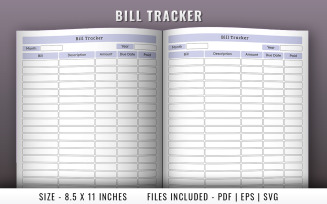 Bill Tracker Log Book Interior Pages