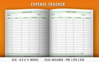 Expense tracker log Book interior pages