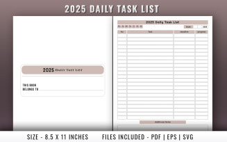 2025 Daily task list log book