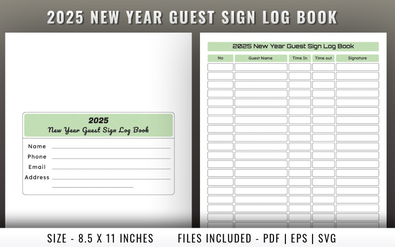 2025 New year guest sign log book Planner