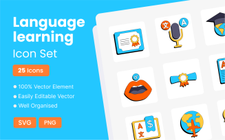 25 Language Learning Icon Pack