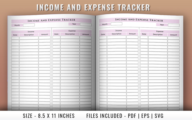 Income and expense tracker log book Planner