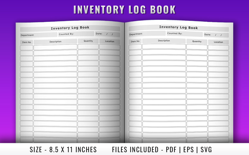 Inventory Log Book Interior Pages Planner