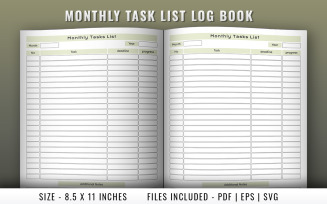 Monthly tasks list log book