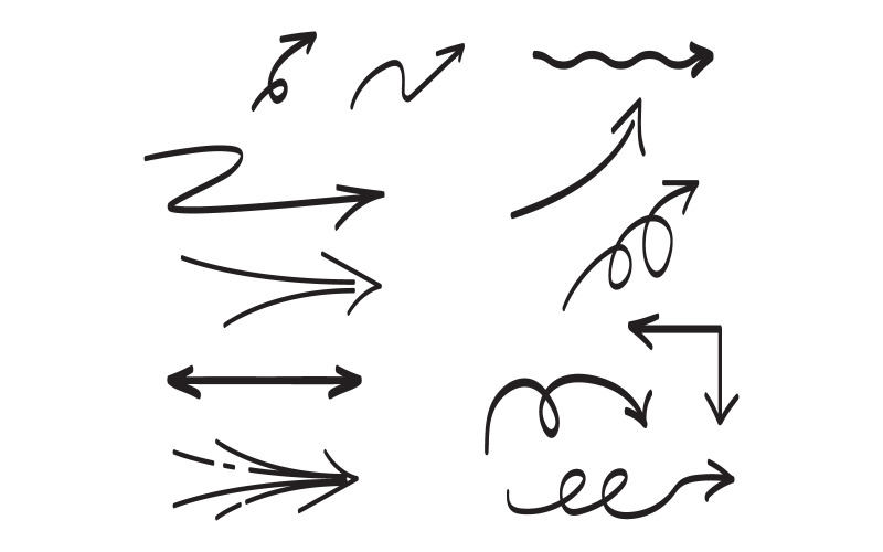 Free Set of arrow doodles vector icon illustration hand drawn design template Illustration