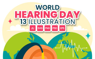 13 World Hearing Day Vector Illustration