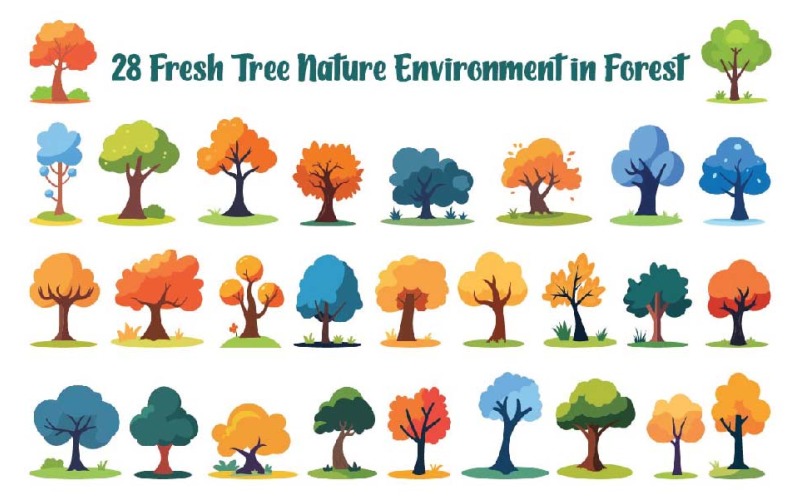 28 Fresh Tree Nature Environment in Forest Illustration