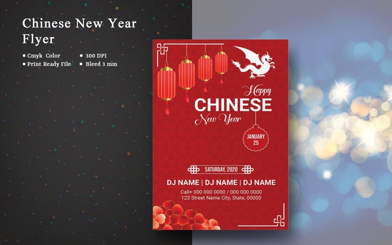 Lunar New Year Party Flyer . word & photoshop Corporate Identity