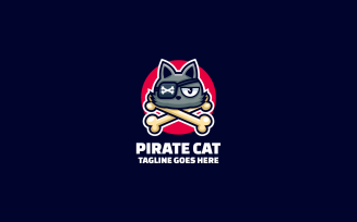Pirate Cat Simple Mascot Logo