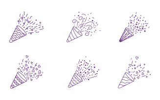Trumpet party and celebration icon illustration, confetti Festive Party popper V.2