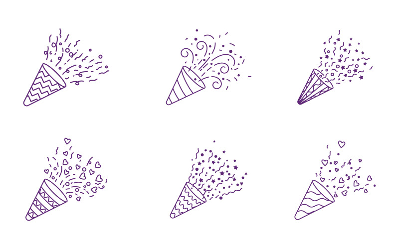 Trumpet party and celebration icon illustration, confetti Festive Party popper V.2 Illustration