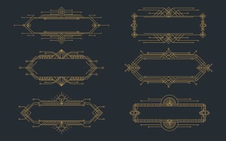 Art deco frames, golden elegant antique borders, decorative game buttons V.2