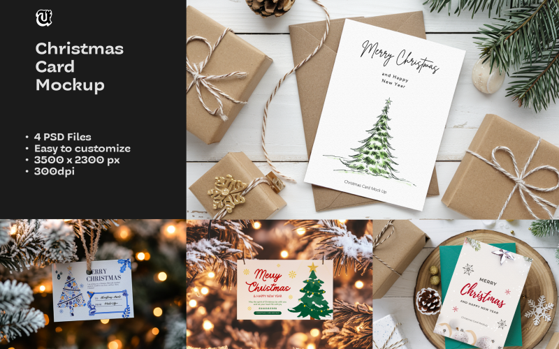 Christmas Card Photoshop Mockup Product Mockup