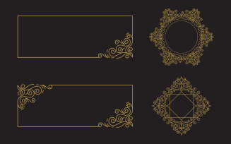 Elegant luxury vintage gold floral frame illustration design template v.3