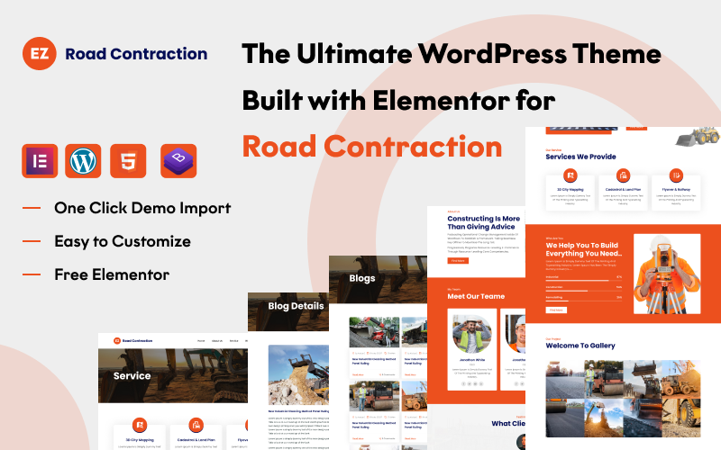 EZ Road Construction – Modern WordPress Theme for Roadwork and Development