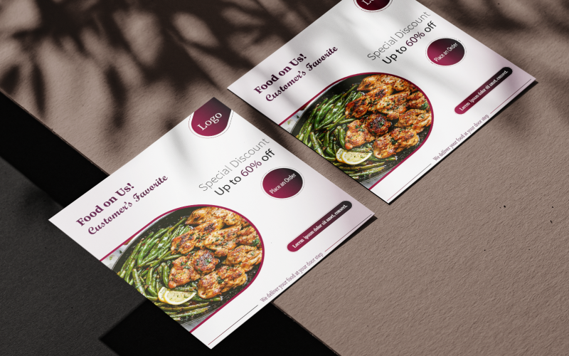 Social media Sale Poster: Food on Us Fully Customizable and Editable Social Media