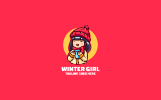 Winter Girl Simple Mascot Logo