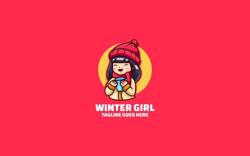 Winter Girl Simple Mascot Logo Logo Template