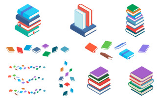 Book Stack Vector art design element illustration design template v.1