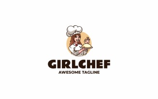 Girl Chef Simple Mascot Logo