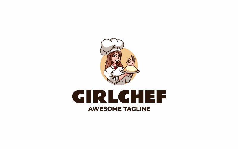 Girl Chef Simple Mascot Logo Logo Template