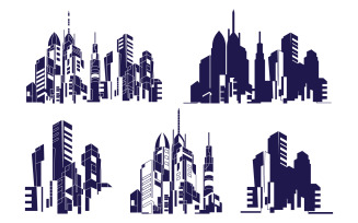 Digital future modern city skyline illustration design template v.2