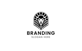 Geometric lion mascot logo-637