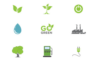 Set of ecology icons. Environment sustainability renewable energy illustration design template v.2