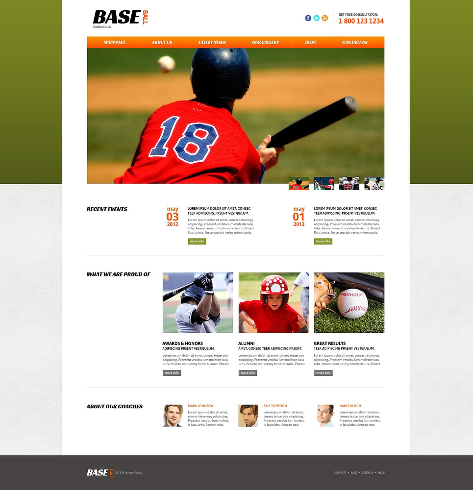 Baseball Responsive Joomla Template New Screenshots BIG