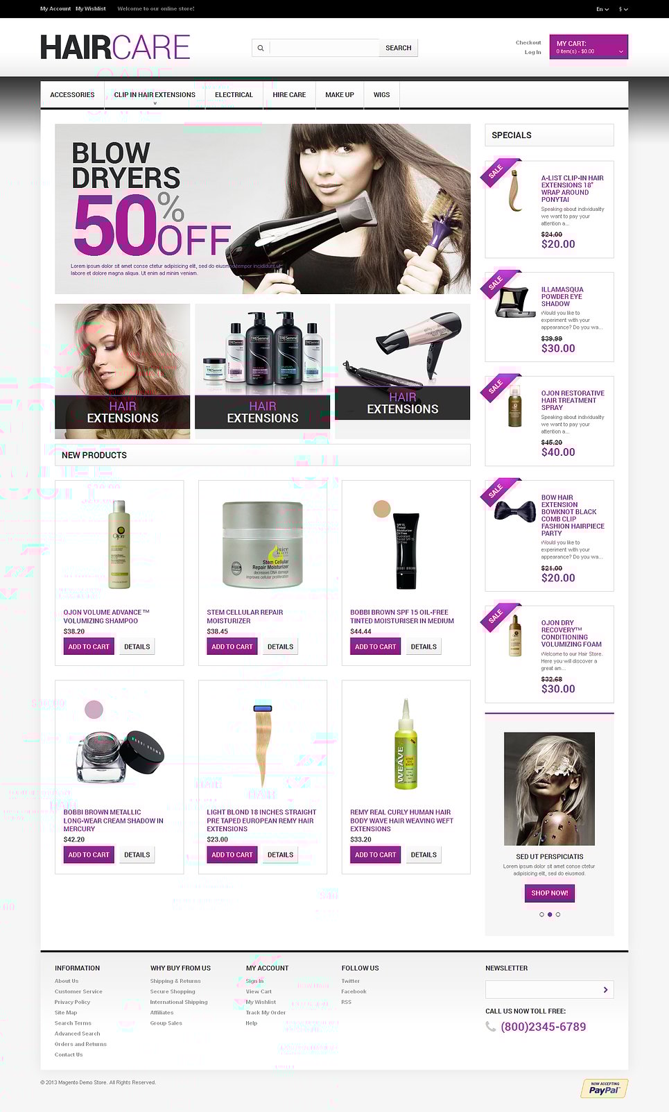 Hairdresser's Stuff Magento Theme New Screenshots BIG