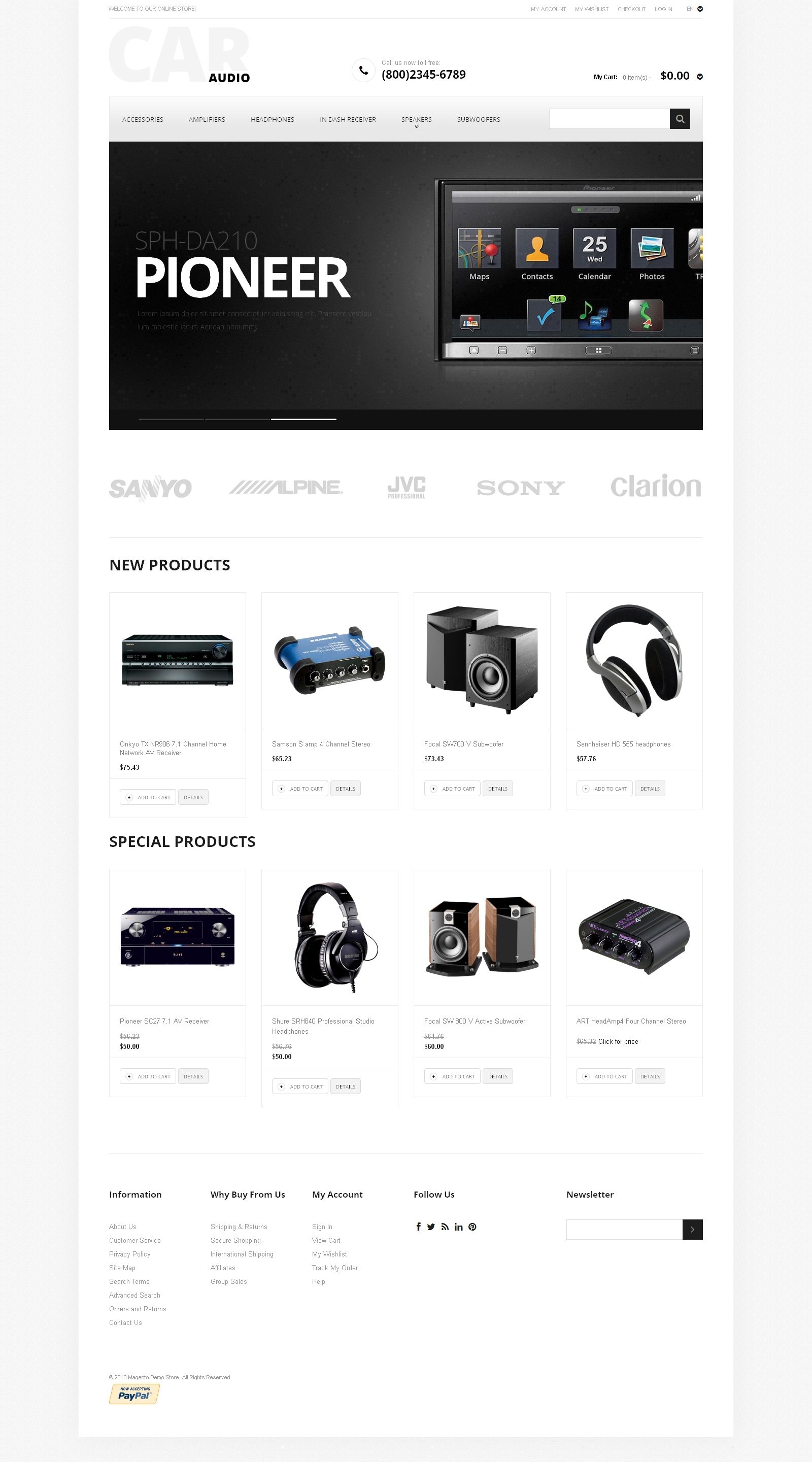 Reszponzív Car Audio Magento sablon 47456 - képernyőkép