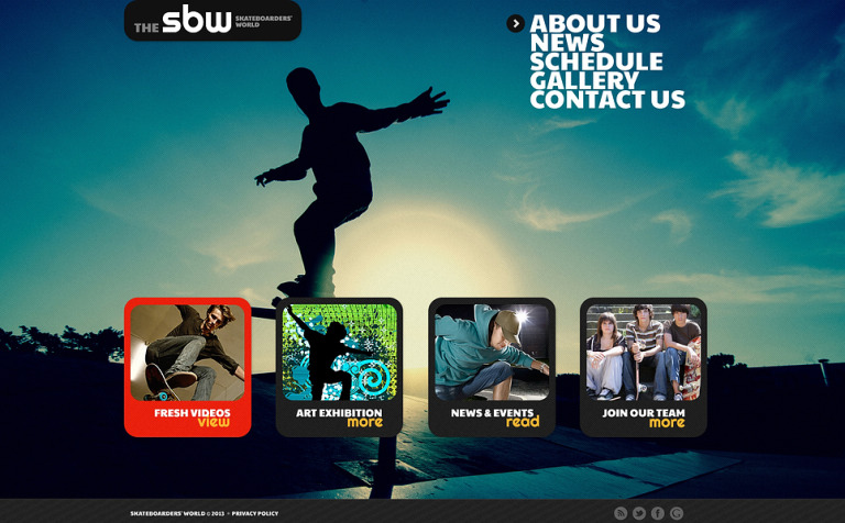 Skating Bootstrap Website Theme Big Screenshot Skating Website Template New Screenshots BIG