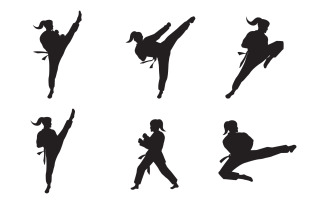 Taekwondo sport icon black silhouette Vector illustration design Template v.1