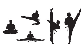 Taekwondo sport icon black silhouette Vector illustration design Template v.2