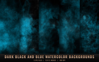 Dark Black and Blue Watercolor Backgrounds