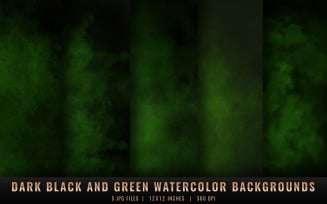 Dark Black and Green Watercolor Backgrounds