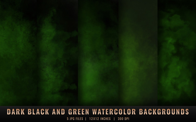 Dark Black and Green Watercolor Backgrounds