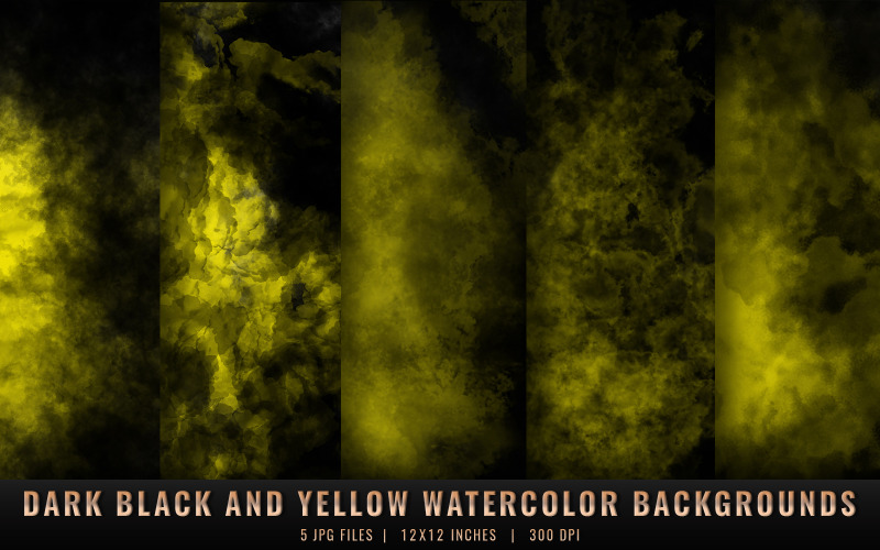 Dark Black and Yellow Watercolor Backgrounds