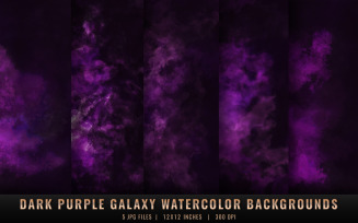 Dark Purple Galaxy Watercolor Backgrounds
