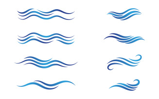 Wave icons. Water sea element, ocean liquid curve, vector illustration design template v.1