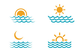 Wave icons. Water sea element, ocean liquid curve, vector illustration design template v.2